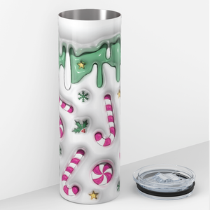 Pink Candy Canes with Green 20oz Skinny Tumbler