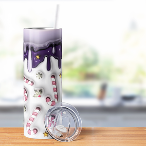 Baby Pink Candy Canes with Purple 20oz Skinny Tumbler