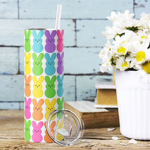 Rainbow Marshmallow Bunnies 20oz Skinny Tumbler