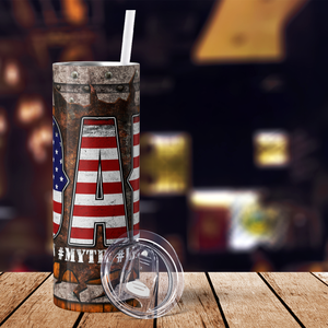Dad Man Myth Legend American Flag 20oz Skinny Tumbler