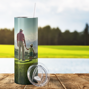 Golf Best Dad By Par with American Flag 20oz Skinny Tumbler