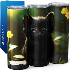 Black Cat Sitting 20oz Skinny Tumbler