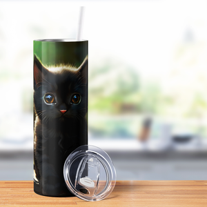 Black Cat Sitting 20oz Skinny Tumbler
