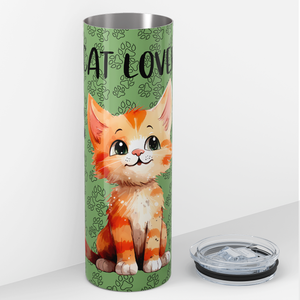 Cat Lover on Green 20oz Skinny Tumbler