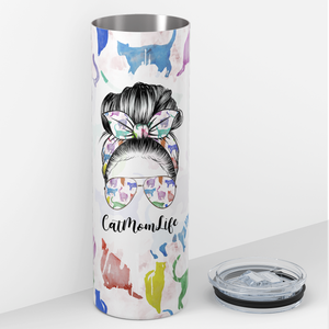 Cat Mom Life Colorful 20oz Skinny Tumbler