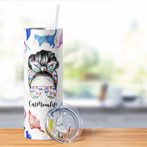 Cat Mom Life Colorful 20oz Skinny Tumbler