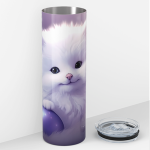 Cat with Purple Ball 20oz Skinny Tumbler