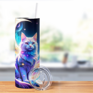 Colorful Cat Sitting 20oz Skinny Tumbler