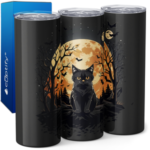 Halloween Moon Cat 20oz Skinny Tumbler