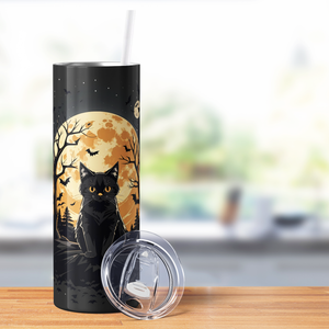 Halloween Moon Cat 20oz Skinny Tumbler