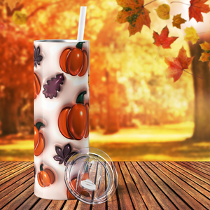 Pumpkins and Leaves Inflated Balloon 20oz Skinny Tumbler