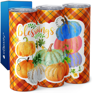 Blessings Colorful Pumpkins 20oz Skinny Tumbler