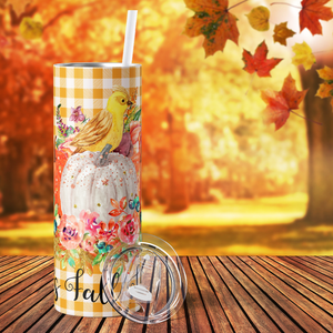 It's Fall Y'all Pumpkins and Bird 20oz Skinny Tumbler