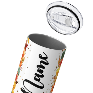 Personalized Leopard Print and Pumpkins 20oz Skinny Tumbler