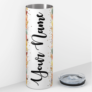 Personalized Leopard Print and Pumpkins 20oz Skinny Tumbler