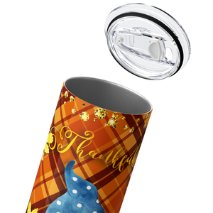 Thankful Gnome and Pumpkins 20oz Skinny Tumbler