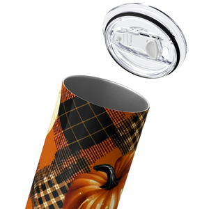Pumpkins on Plaid Quilt 20oz Skinny Tumbler