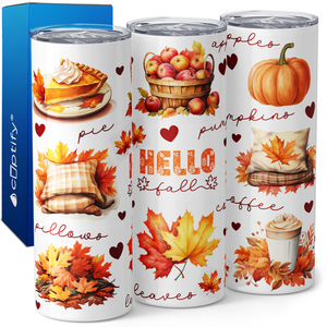 Hello Fall with Fall Favorites 20oz Skinny Tumbler