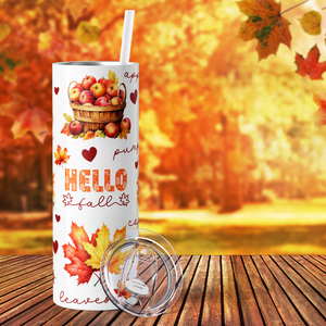 Hello Fall with Fall Favorites 20oz Skinny Tumbler