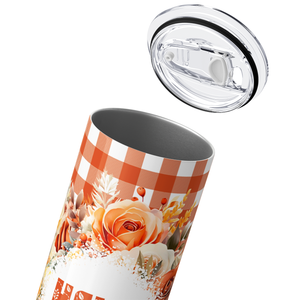 Hello Fall Flower Wreath Orange 20oz Skinny Tumbler