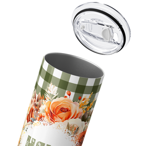 Hello Fall Flower Wreath Green 20oz Skinny Tumbler