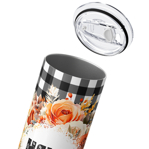 Hello Fall Flower Wreath Black 20oz Skinny Tumbler
