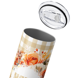 Hello Fall Flower Wreath Pale Orange 20oz Skinny Tumbler