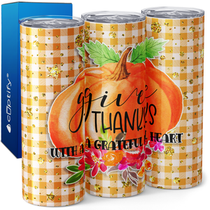 Give Thanks with a Grateful Heart Pumpkin 20oz Skinny Tumbler