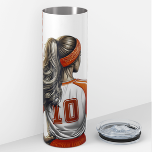 Personalized Just a Girl Who Loves Soccer Orange 20oz Skinny Tumbler