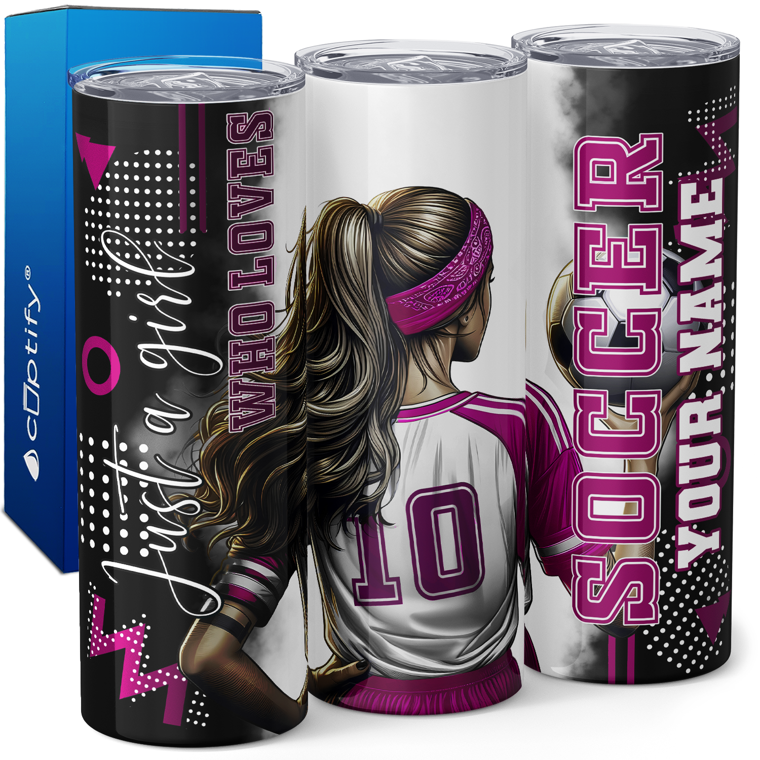 Personalized Just a Girl Who Loves Soccer Pink 20oz Skinny Tumbler
