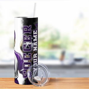 Personalized Just a Girl Who Loves Soccer Purple 20oz Skinny Tumbler