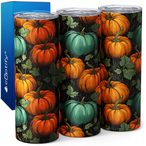 Pumpkins Teal and Orange 20oz Skinny Tumbler