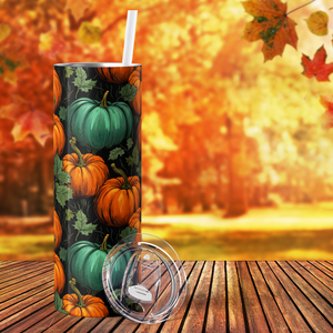 Pumpkins Teal and Orange 20oz Skinny Tumbler