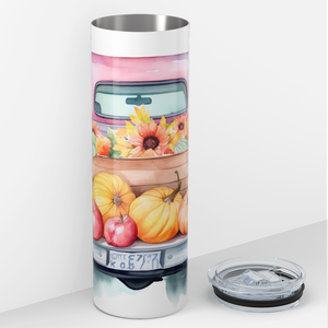Pumpkins on Pink Truck 20oz Skinny Tumbler