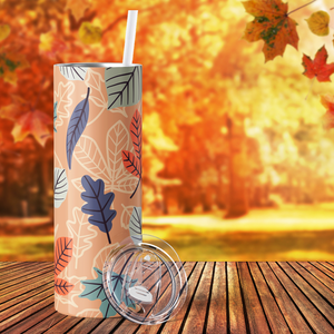 Pastel Fall Leaves Orange 20oz Skinny Tumbler