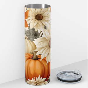 Pumpkins and White Flowers 20oz Skinny Tumbler