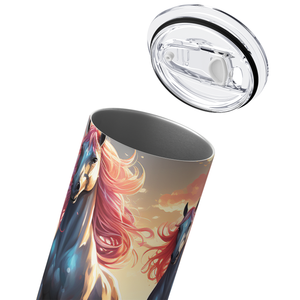 Enchanted Equestrians Galloping in a Stream 20oz Skinny Tumbler