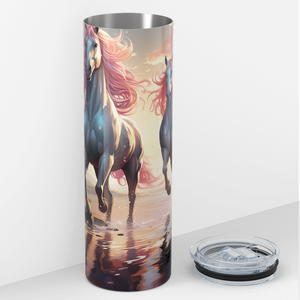 Enchanted Equestrians Galloping in a Stream 20oz Skinny Tumbler