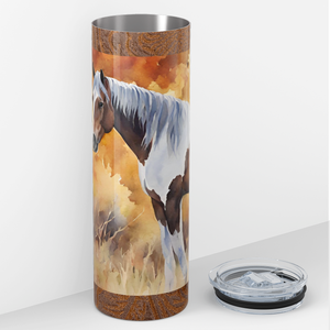 Horse on Watercolor 20oz Skinny Tumbler