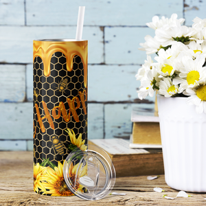 Bee Happy Sunflowers 20oz Skinny Tumbler