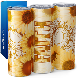Faith Sunflowers 20oz Skinny Tumbler