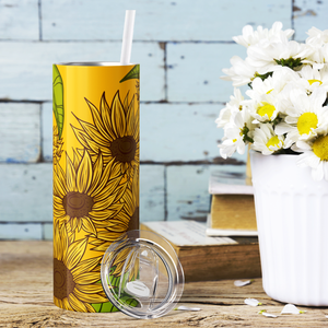 Sunflowers on Yellow 20oz Skinny Tumbler