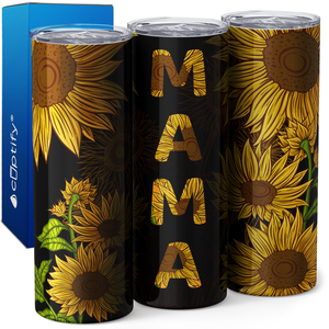 Mama Sunflowers Black 20oz Skinny Tumbler