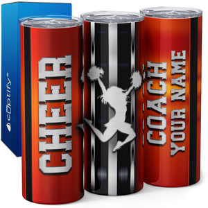 Personalized Cheer Coach Stripes 20oz Skinny Tumbler