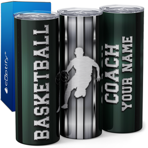 Personalized Basketball Coach Stripes 20oz Skinny Tumbler