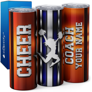 Personalized Cheer Coach Stripes 20oz Skinny Tumbler