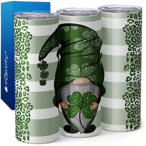 St. Patrick's Gnome with Leopard Print 20oz Skinny Tumbler