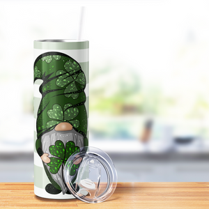 St. Patrick's Gnome with Leopard Print 20oz Skinny Tumbler