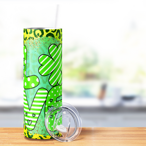 Love St. Patrick's Day Leopard Print 20oz Skinny Tumbler