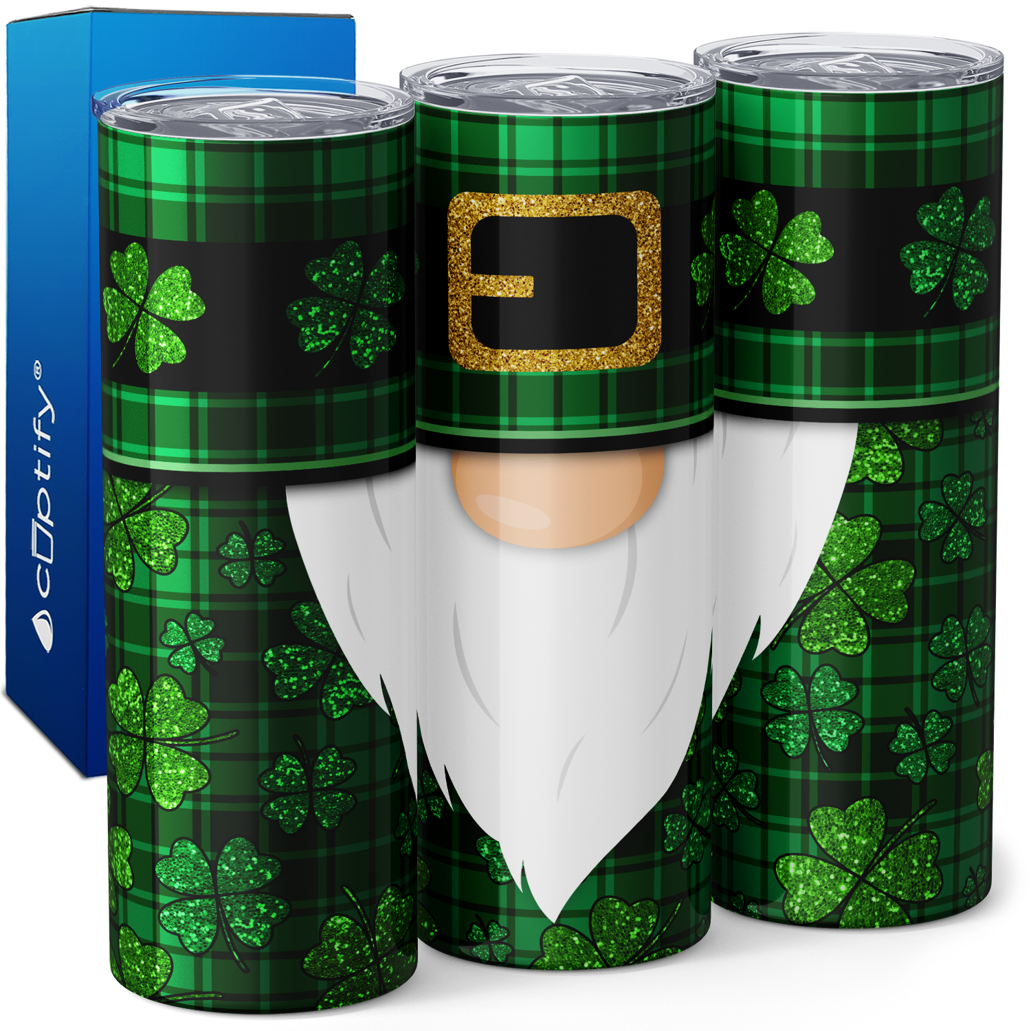 St. Patrick's Day Green Gnome 20oz Skinny Tumbler
